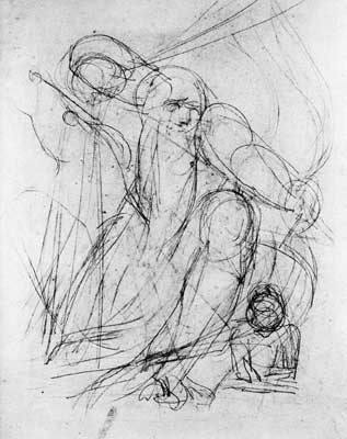 William Blake sketch, "Time's Triple Bow"